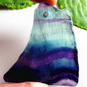 Fluorite Rainbow Natural 108.85 Cts Crystal Quartz Sliced Rough Raw Liontin Pendant Gantungan Batu Reiki Chakra Crystal Healing ID1375